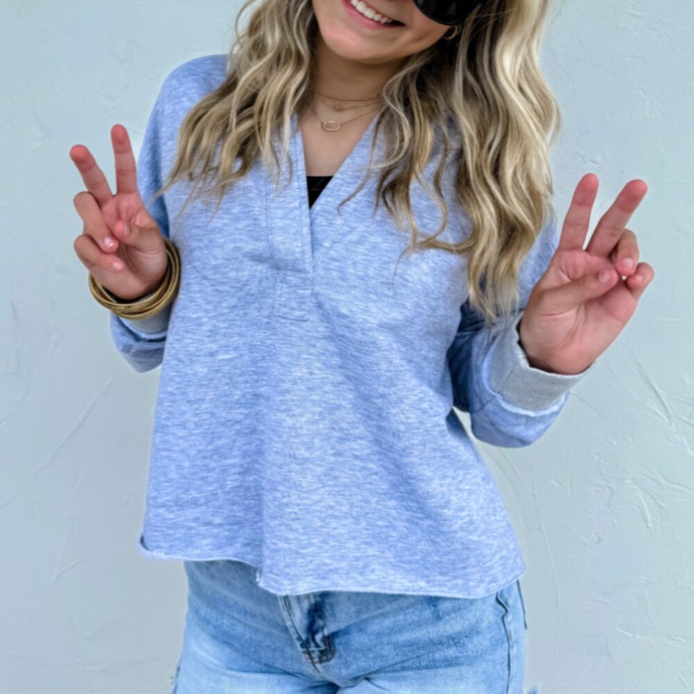 Blakeley- Grey ROWAN Raw Hem Hoodie Sweatshirt